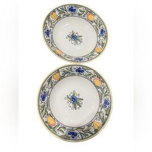 Perugia Frutta By‎ Portugal Two Pasta Bowls 7 5/8 Inches Excellent Condition